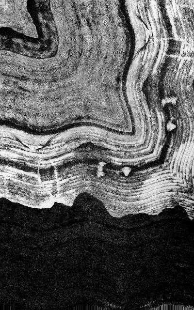 black and white maculature lino waste print, kaleidoscope effect