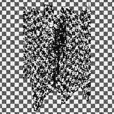 transparency grid with a morphed sculpture of a transparency grid, monochrome svg drawing