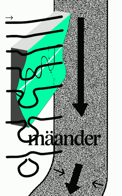 meander meander valley illustrations and arrows bending down