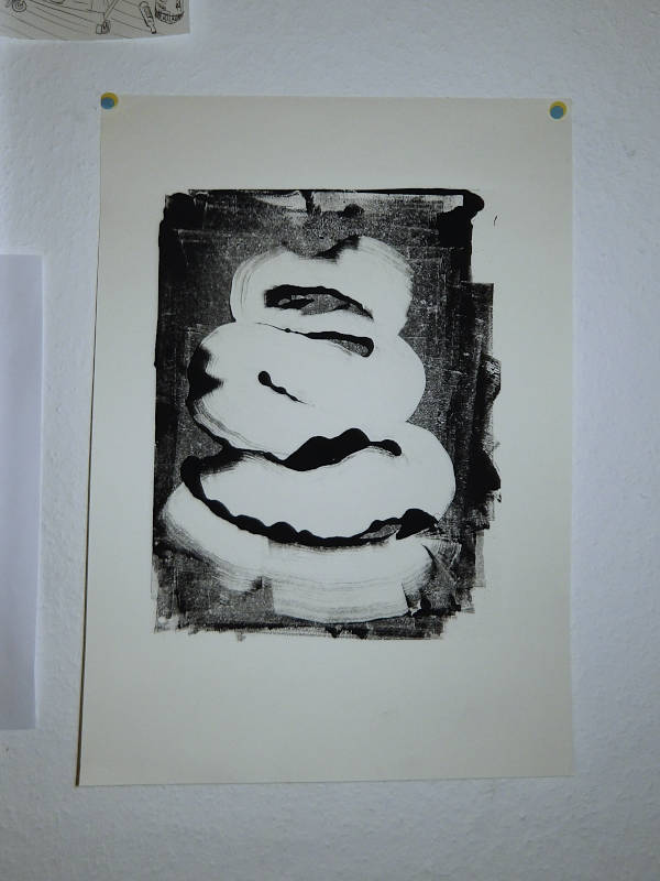 abstract lino/glass print