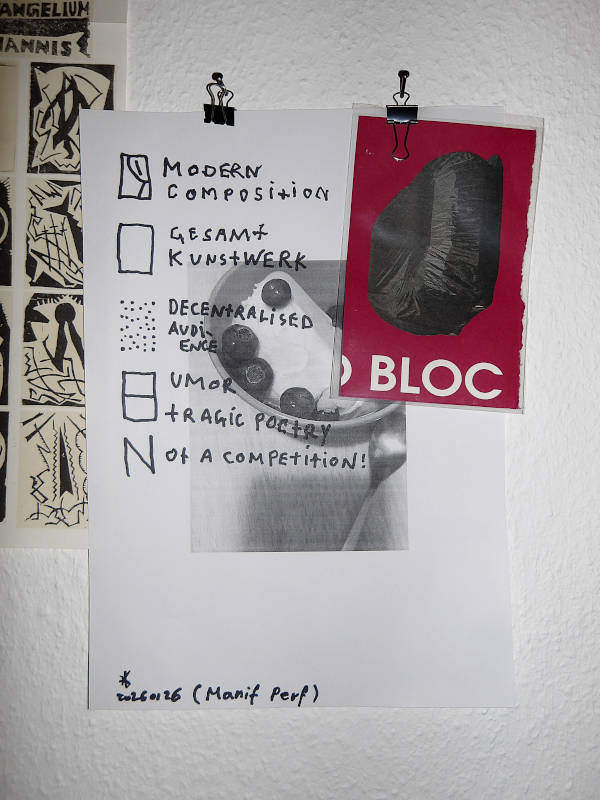 Modern Composition, Gesamtkunstwerk, Decentralised Audience, Humor, Tragic Poetry, Not a Competition