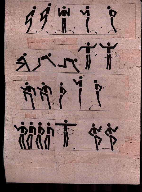 human pictograms doing various movement exercises