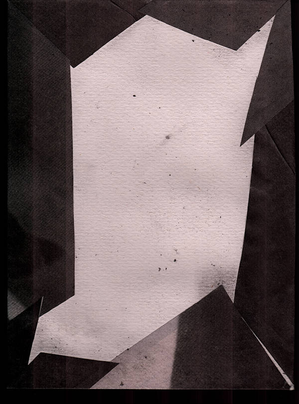 the rear side of the collage shows folded paper material
