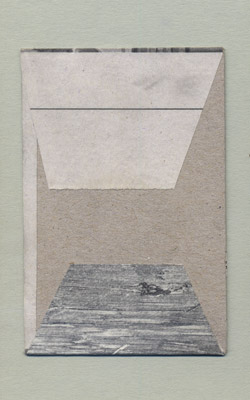 cut printed matter glued on cardboard